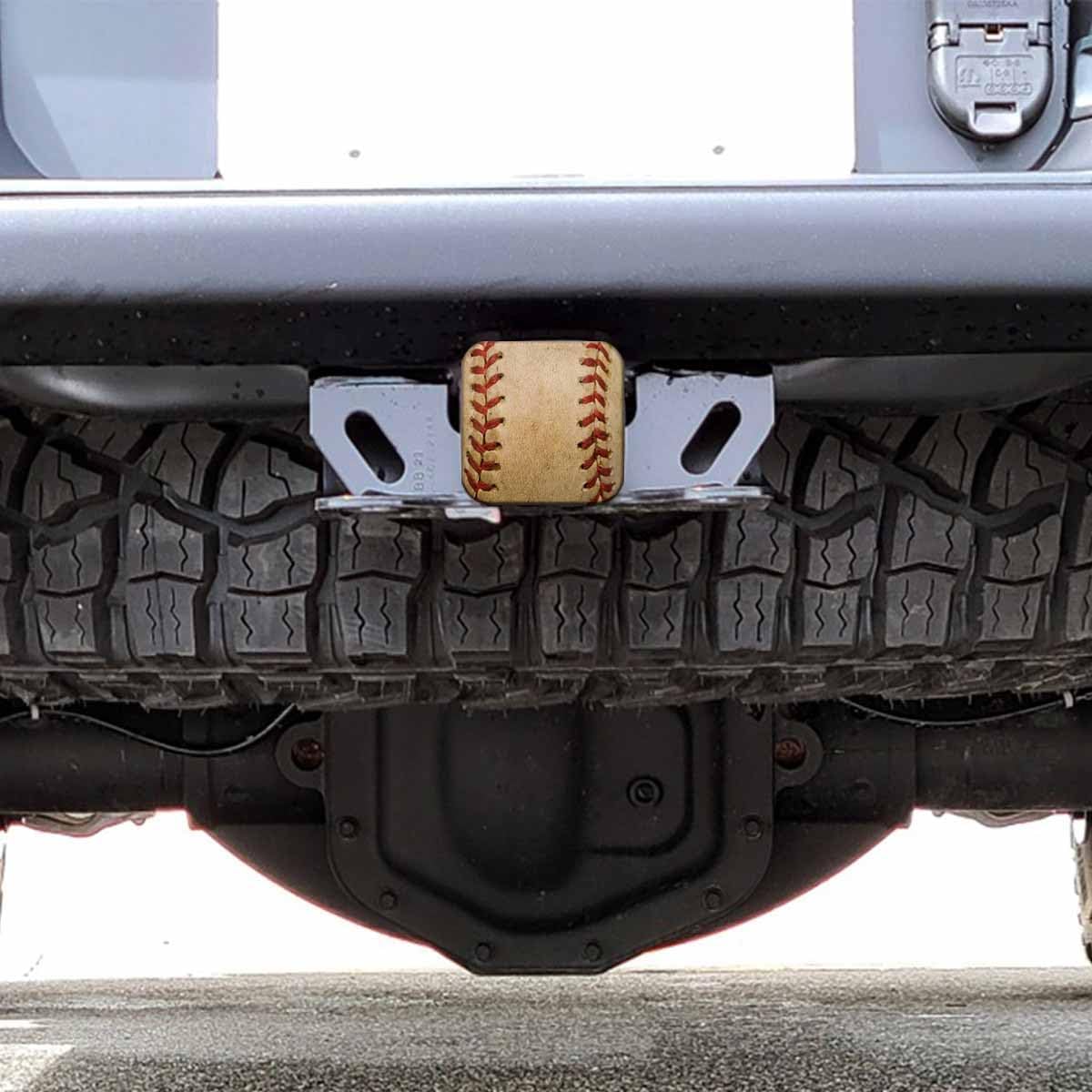 Tow Hitch Covers Baseball, Grunge Sport Leather Worn Baseball Auto 2 Inch Trailer Hitch Cover Plug Cap Insert Receiver Tube Hitch Covers for Most Cars Trucks SUVs