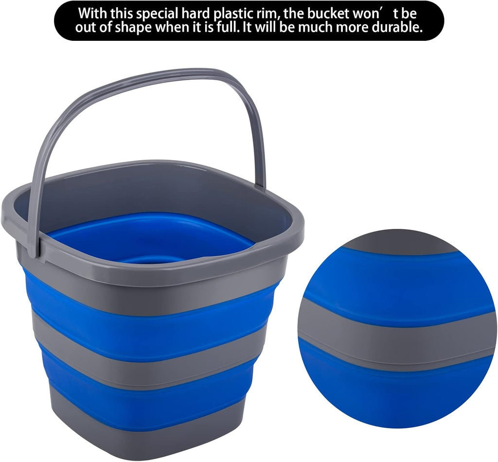 Collapsible Bucket with 2.6 Gallon (10L), Mop Bucket for Cleaning, Plastic Bucket for Garden, Car Washing or Camping, Portable Fishing Water Pail
