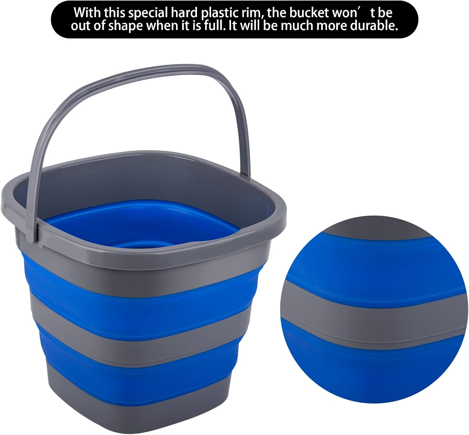 Collapsible Bucket with 2.6 Gallon (10L), Mop Bucket for Cleaning, Plastic Bucket for Garden, Car Washing or Camping, Portable Fishing Water Pail