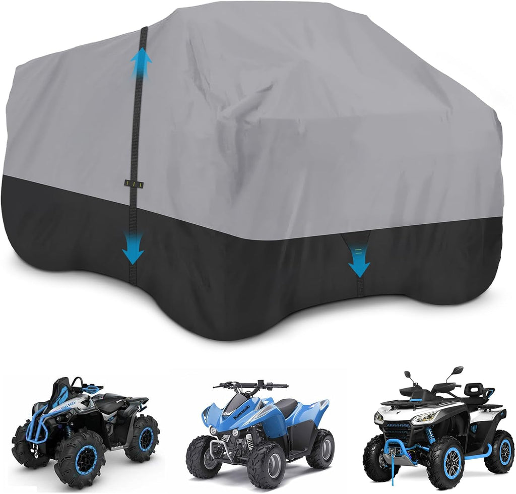 600D Waterproof & Windproof ATV Cover, 4 Wheeler Covers Outdoor Storage All Weather Protect, Quad Cover Fit for Polaris Yamaha Suzuki Honda, 95" L x 50" W x 48" H