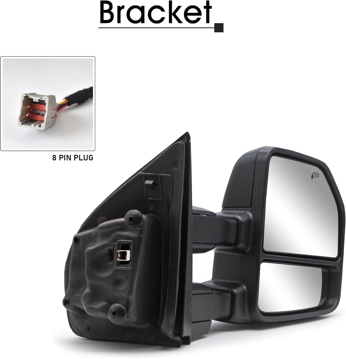 NEYASU Pair Tow Mirrors fit for 2015 2016 2017 2018 2019 2020 Ford F150 Pickup Truck Power Glass Heated Defrost LED Turn Signal Lights Temperature Sensor with 8 Pin Plug Chrome Cap