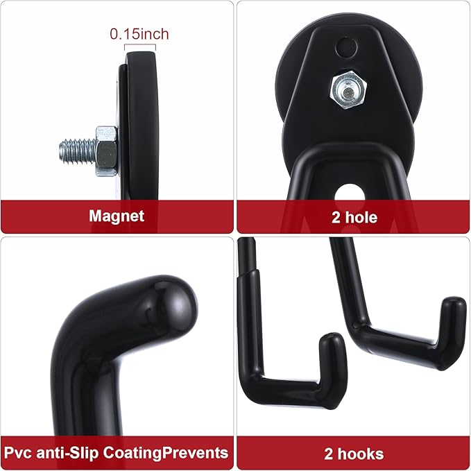 Landhoow Large Magnetic Hooks Heavy Duty Garage Magnet Hooks Strong Storage - Image 3
