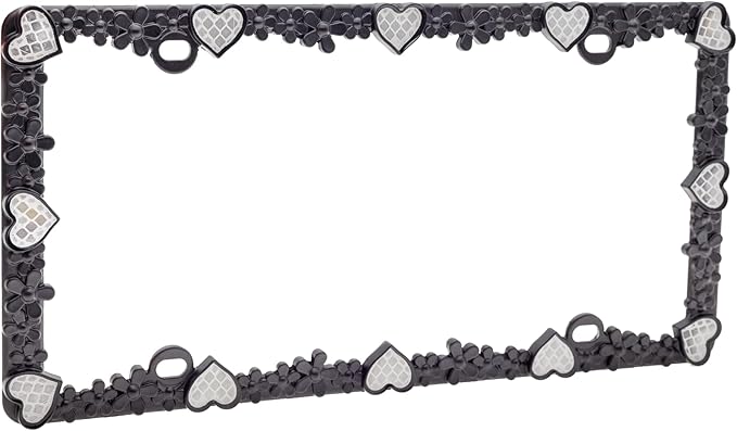 Creathome 3D Daisy Heart License Plate Frame from Pure Zinc Alloy Metal Perfect - Image 6