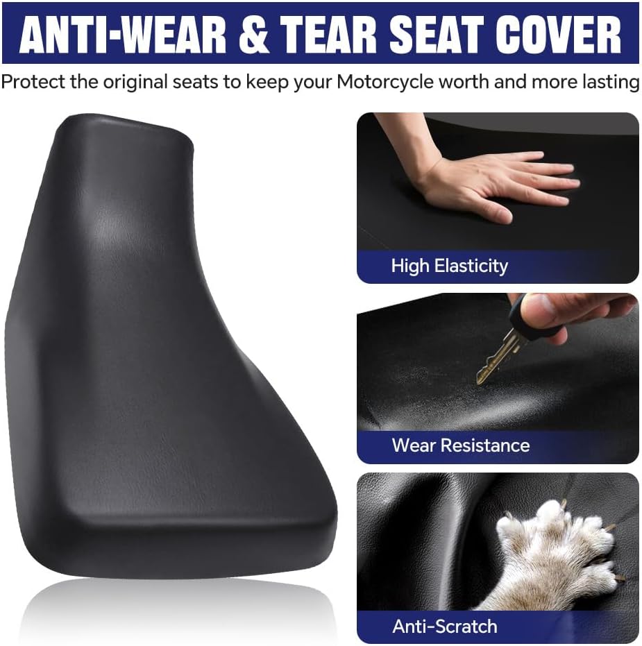 PIT66 ATV Seat Cover Fit Honda Rancher 350 2000-2006, Black PVC Leather | Weather-Resistant Replacement Seat Cover Compatible with Honda Rancher 350 2000-2006 Off Road Seatcover