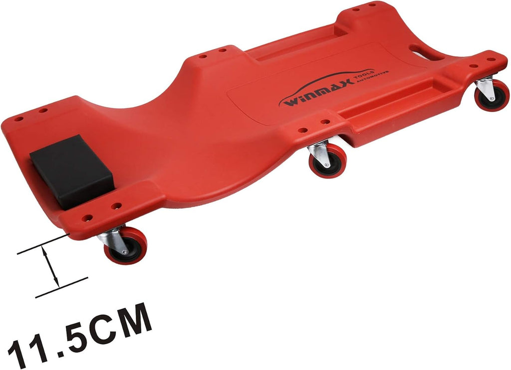 WINTOOLS Low Profile Red 40 Inch Creeper Garage Plastic Rolling Car Repair Mechanic Cart