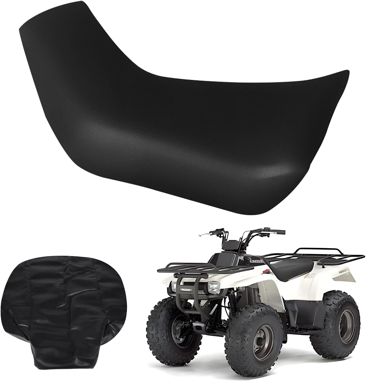 Upgraded 1.2mm Heavy Duty Seat Cover Replacement for 1988-2011 Kawasaki Bayou 220 250 ATV, 4-Way Stretch Waterproof Microfiber Leather, Black