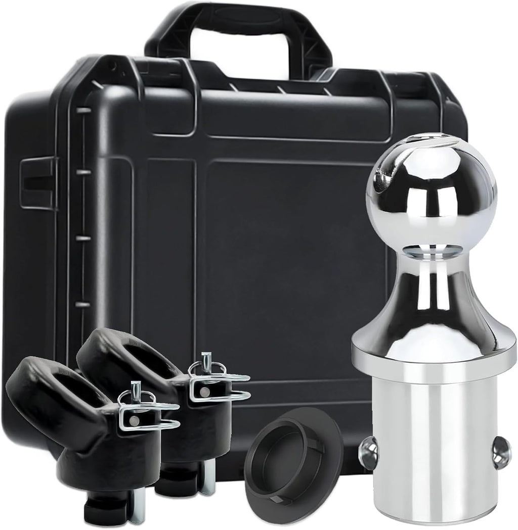 60618 Puck System Gooseneck Hitch Ball Kit, for 2013-2023 Dodge RAM 2500 3500, 2-5/16 Inch Gooseneck Ball for Truck Bed with 2 Gooseneck Safety Chain Anchors(30000 lbs GTW/ 7500 lbs VTW)Carrying Case