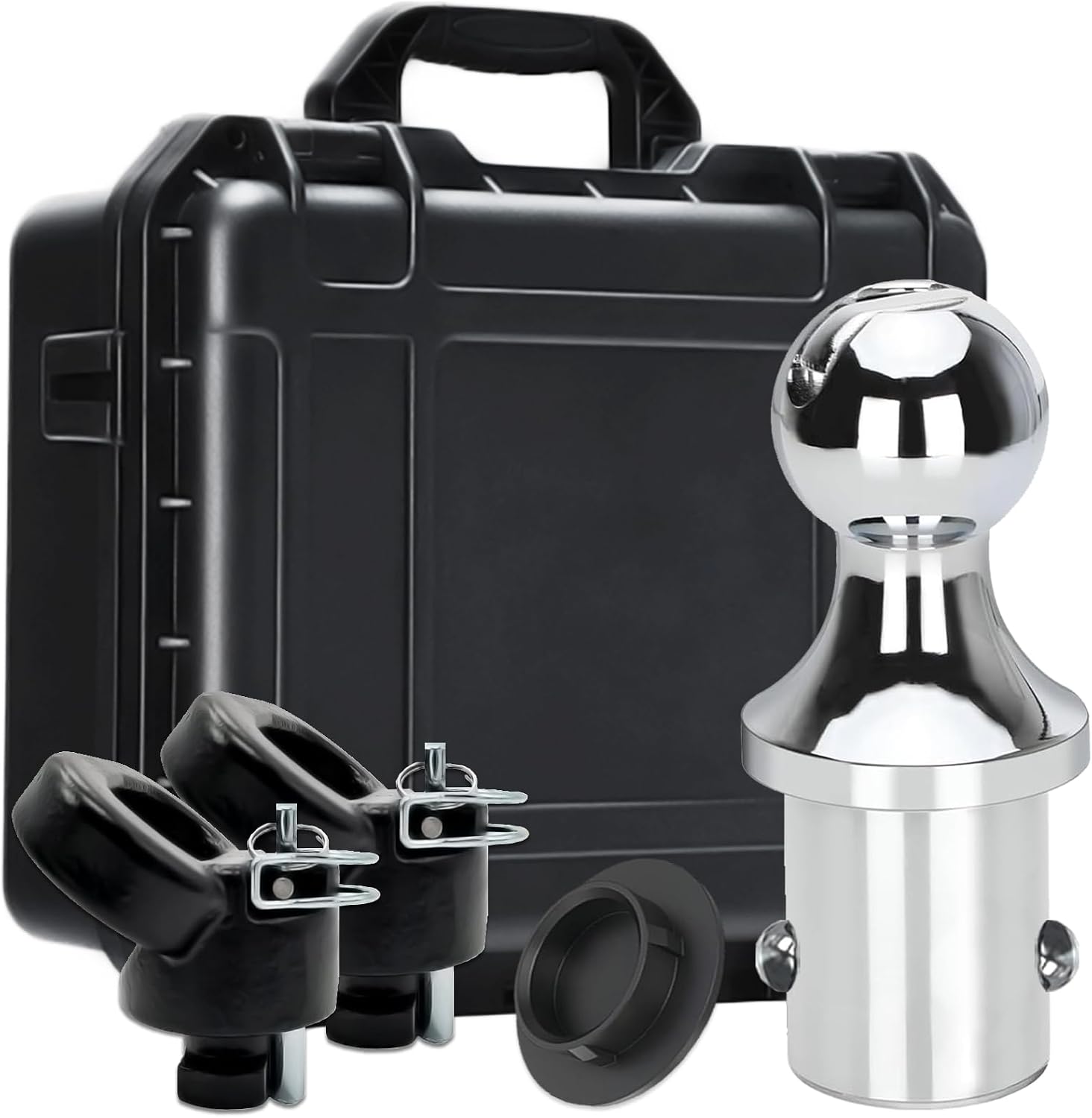 60618 Puck System Gooseneck Hitch Ball Kit, for 2013-2023 Dodge RAM 2500 3500, 2-5/16 Inch Gooseneck Ball for Truck Bed with 2 Gooseneck Safety Chain Anchors(30000 lbs GTW/ 7500 lbs VTW)Carrying Case