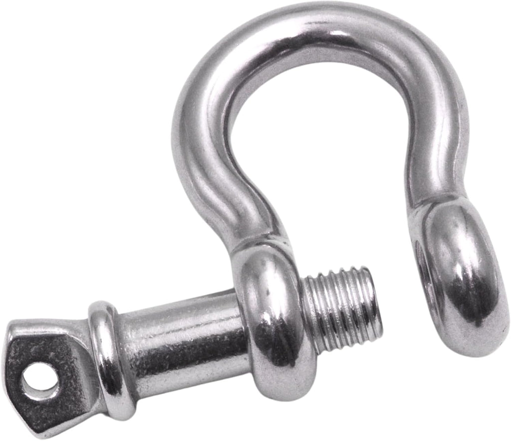 MarineNow 316 Stainless Steel Bow Shackle with Oversized Screw Pin, Marine-Grade Hardware for Anchor Lines, Towing, Dinghies, Canoes, Trailers, Utility Tie-Downs & Off-Road Recovery