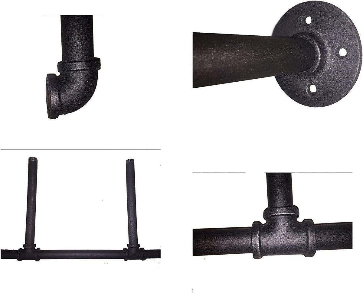 (77"tall,14"deep,2pcs) industrial retro wall mount iron pipe shelf,diy showing dimensions