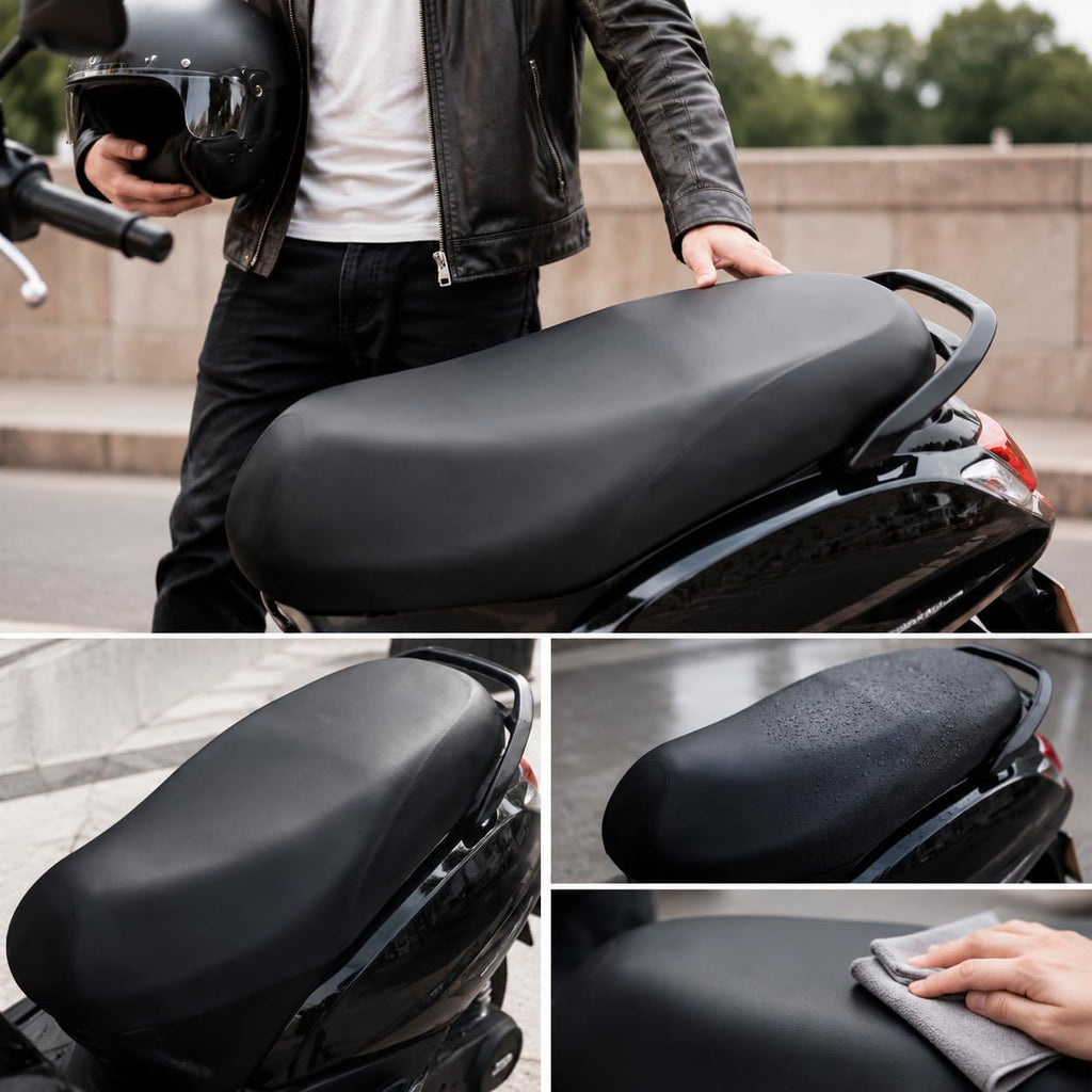 Universal Waterproof Scooter Seat Cover, Durable Elastic Moped Seat Protector, Easy Install, Dustproof Sunproof for Most Scooters & Mopeds
