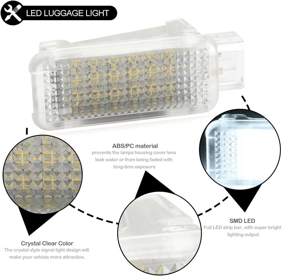 1/PCS Led Trunk Luggage Compartment Light for 2016-2024 Au-di A4 S4 B9 Sedan Backup Boot Interior Compartment Lamps Glove Box Lights Replace OEM 8J0947409 8W0971832 8W0972575