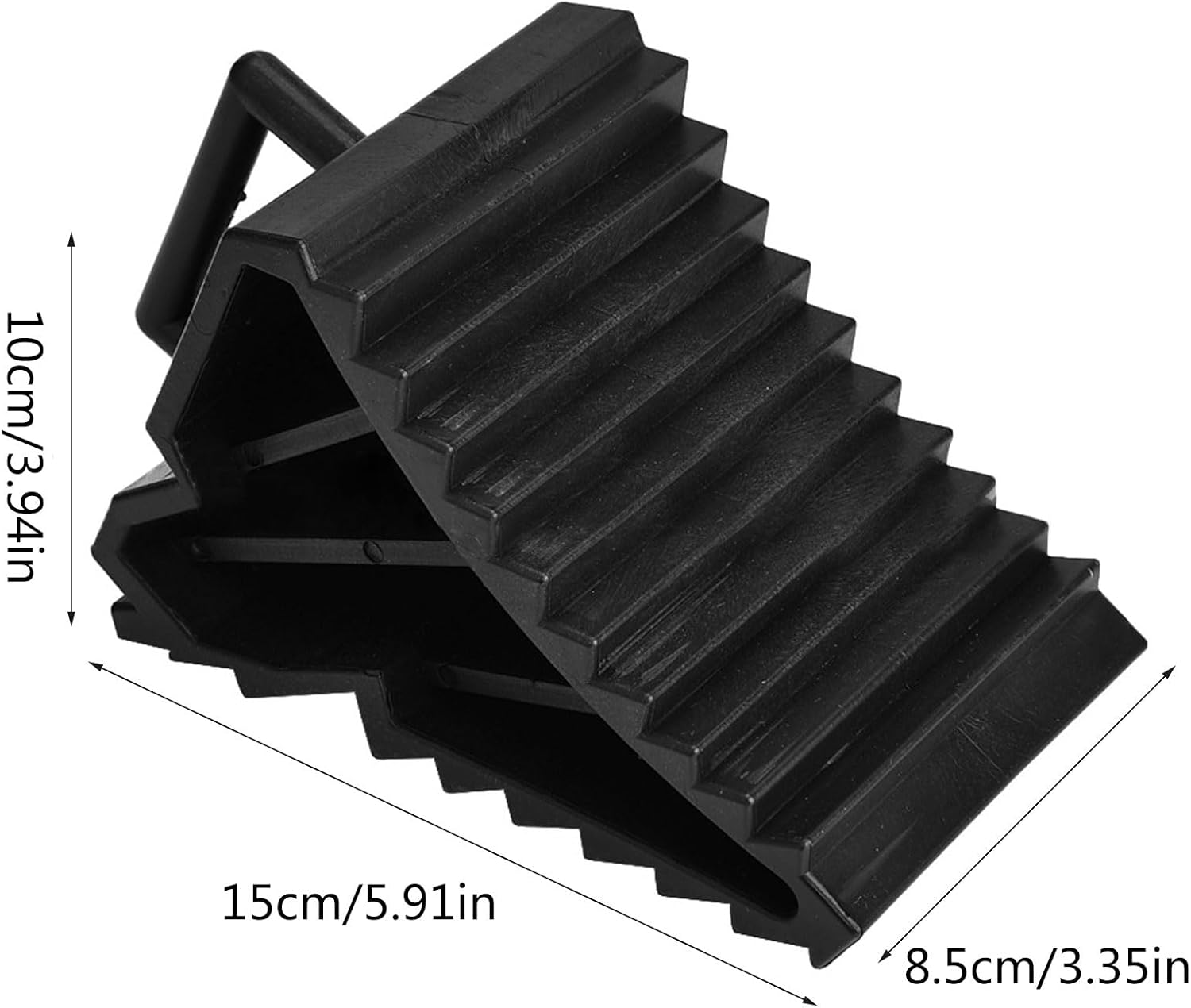 Wheel Chocks with Handles, 2 Packs Tyre Saver Brake Stoppers Ridged Wedges for Car Caravans Trailer Motorhomes Wheel Stoppers