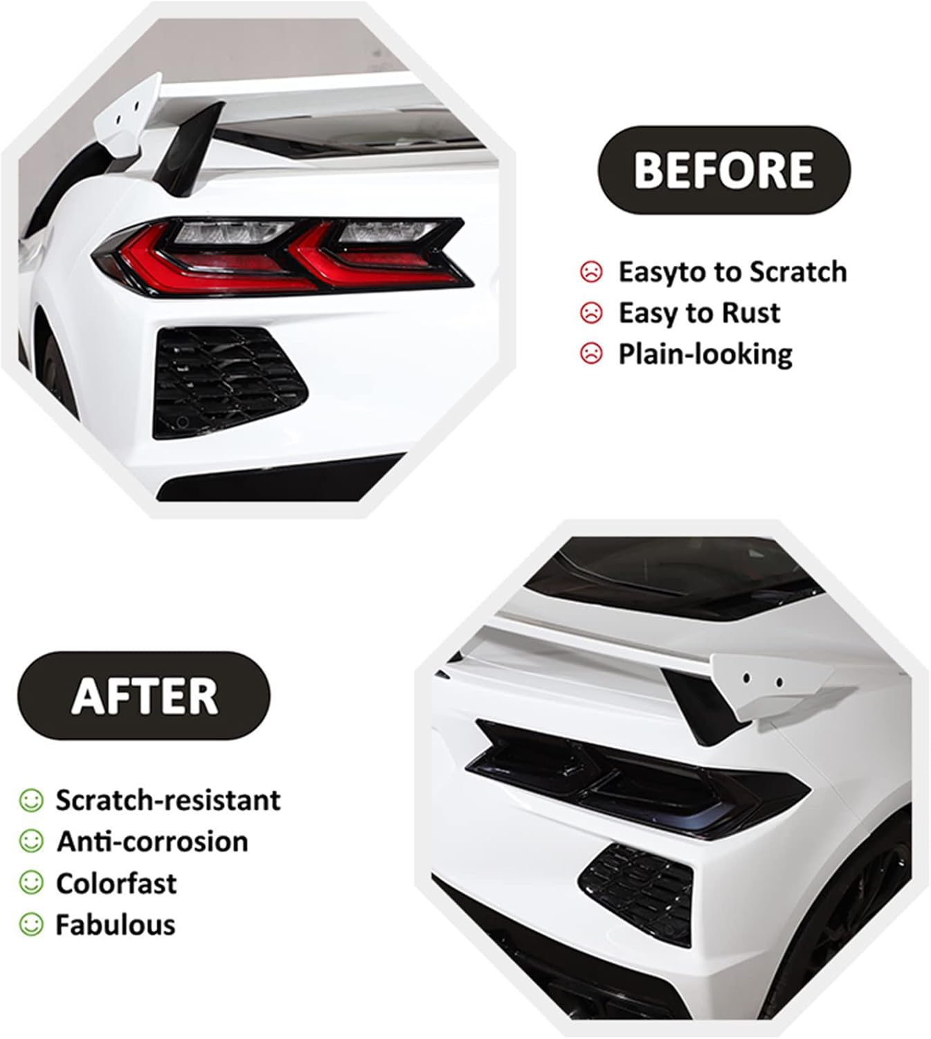 Sekhyna Car Tail Light Smoked Black Protection Cover Trim ABS 4PCS Compatible with Chevrolet Corvette C8 Stingray 2020-2023 Taillight Shell Cover Trim Accessories