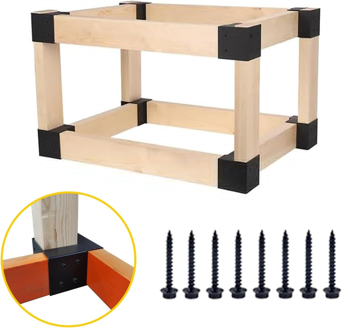 workbench bracket kit, 8pcs 3-way steel brackets fit, close-up detail
