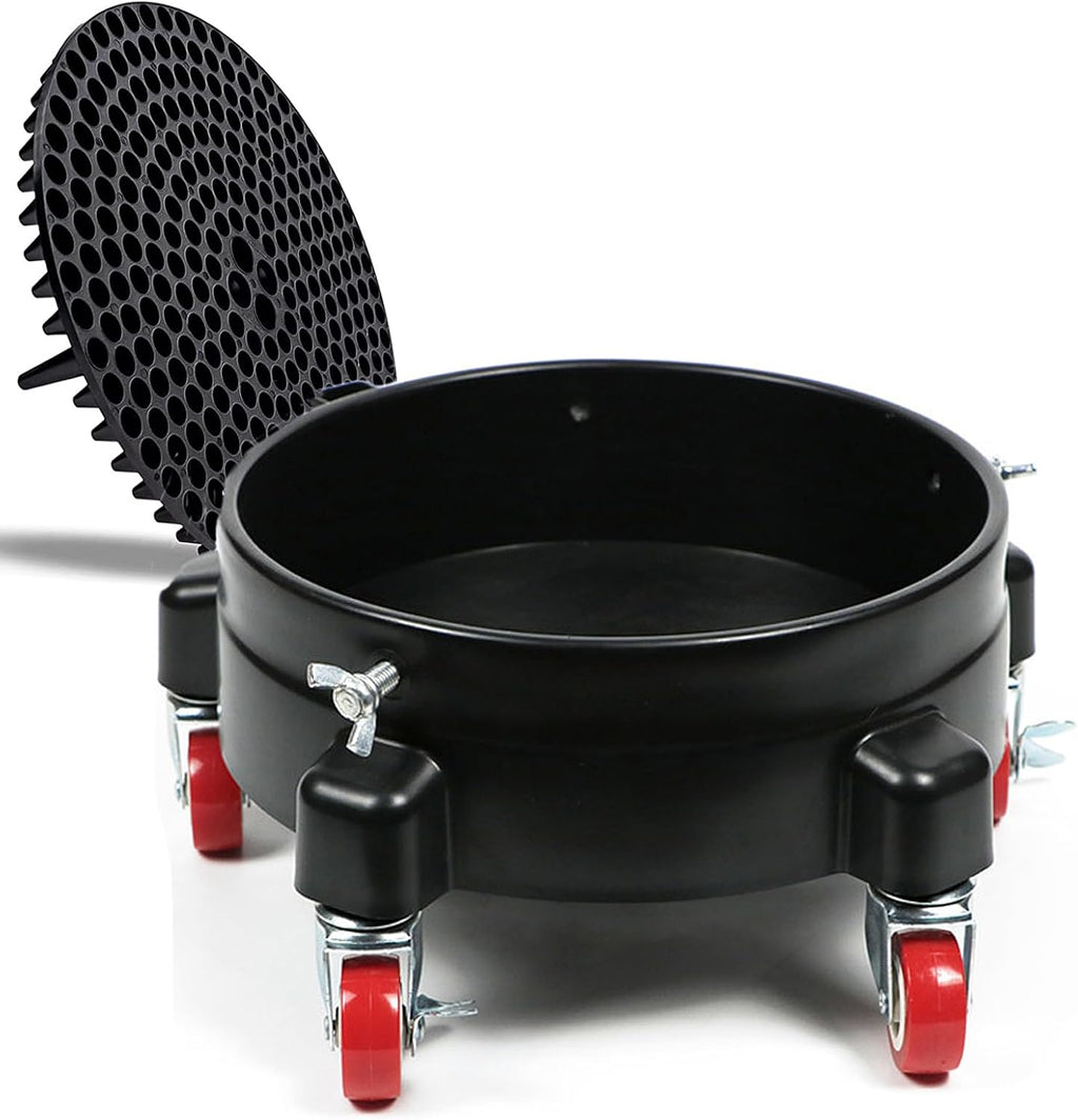 5 Gallon Bucket Dolly with Bucket Insert, Professional Car Wash Bucket Dolly with 5 Wheels and 2 Locking Casters for Car Washing, Detailing, Garage & More