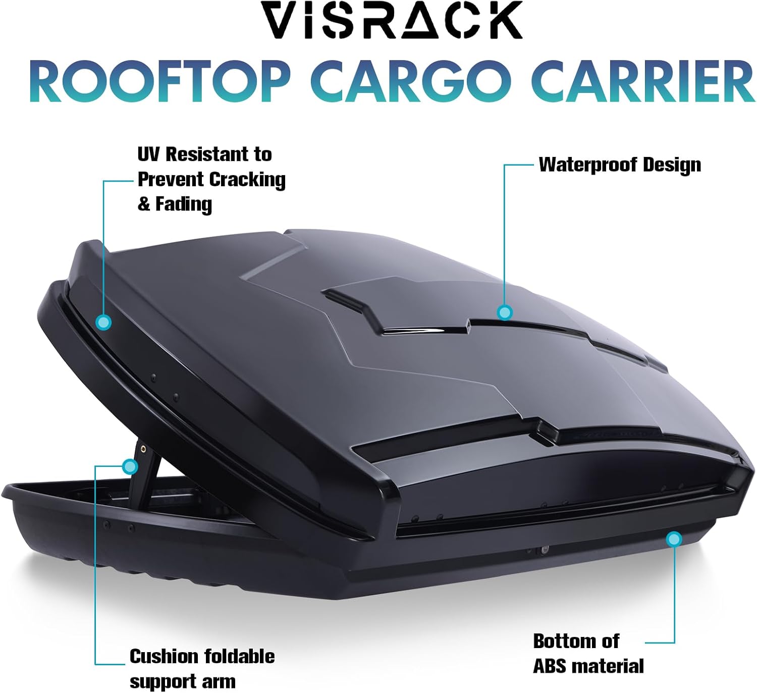 Hard Shell Roof Cargo Box Carrier with Security Keys,Heavy Duty Waterproof Rooftop Storage Box,58.3 (L) x35.4 (W) x 13(H) Inches,15.5 Cubic Feet (Tool-Free Install),Dual Side Opening,Black