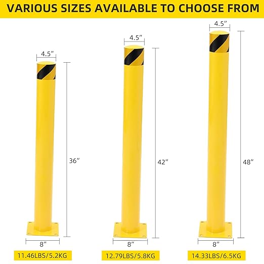 Safety Bollard 4 Packs, 42 Inch Height Steel Bollard Post - Image 7