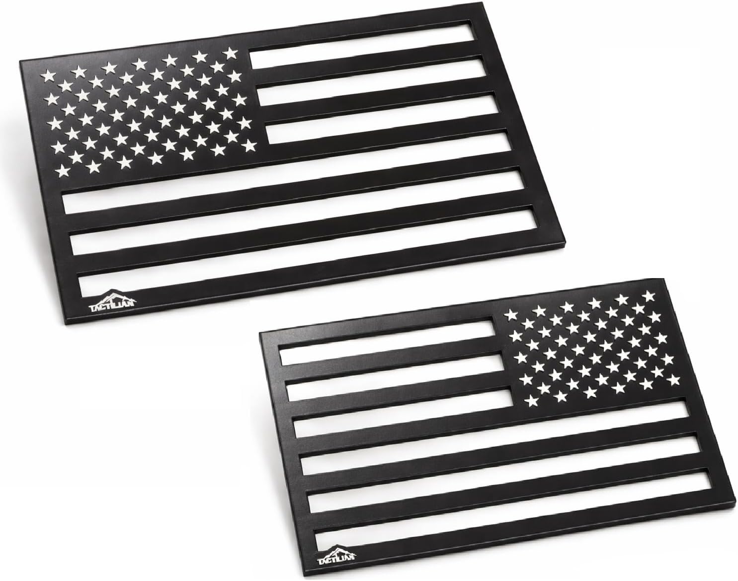 TACTILIAN Black American Flag Magnetic Decals - Made in USA Flag Magnets with White Star for Trucks Bike - Tactical Car Decal Magnets Bumber Stickers, Patriotic Fridge Magnets