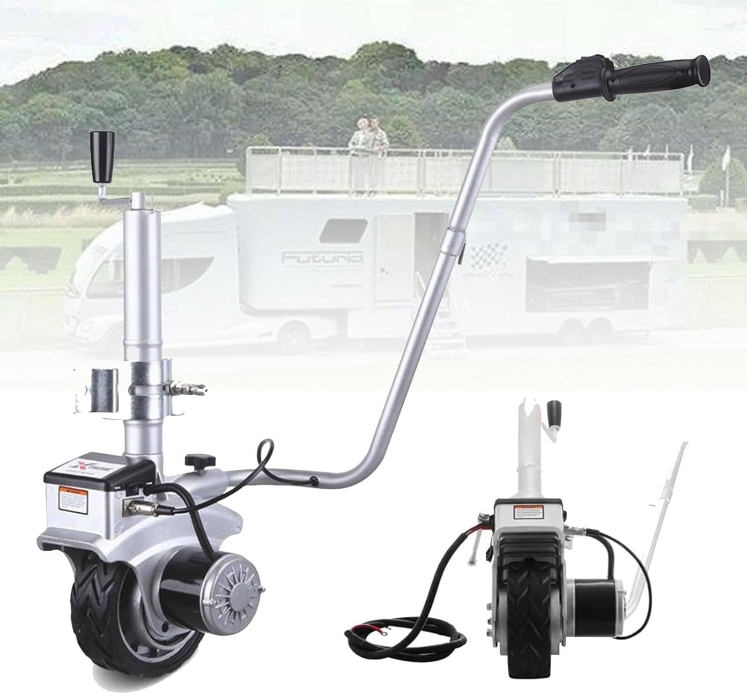 350W 12V Electric Wheel Trailer Mover, Electric Trailer Dolly, 5000lbs Towing Capacity, 7.5'' Rubber Tire, for Moving Trailer Caravan Boat