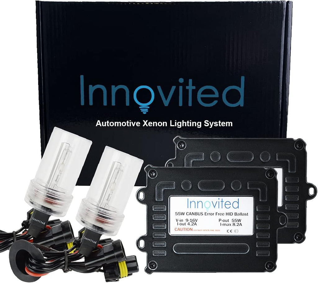 Innovited H11 H9 H8 6000K HID Xenon Bulb (1 pair) bundle with 2 x 55W Canbus Error Free Ballast (Diamond White)