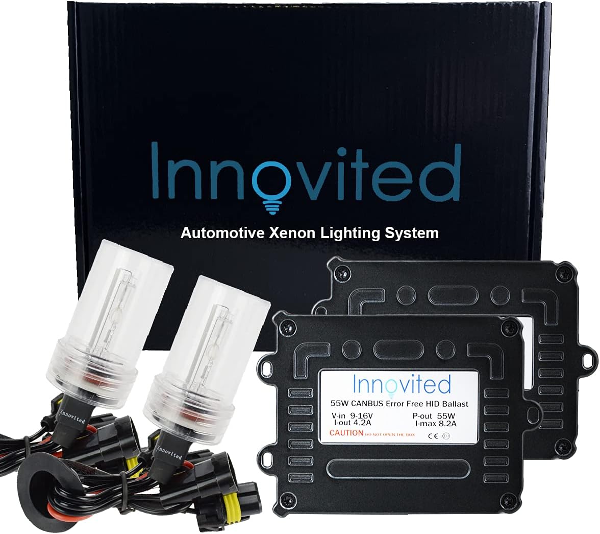 Innovited H11 H9 H8 6000K HID Xenon Bulb (1 pair) bundle with 2 x 55W Canbus Error Free Ballast (Diamond White)