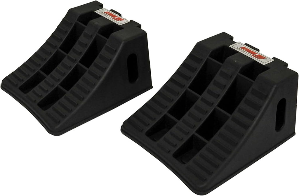 Extreme Max 5800.5852 Heavy-Duty Interlocking Wheel Chock for Tandem Axle Trailers and RVs - 9.2" x 8.2" x 4.7", Pair