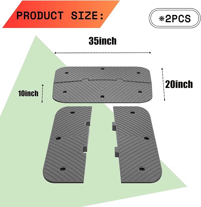 Speed Bumps for Driveway 35"x10"x1.8" Flexible Installation Connect Multiple - Image 2