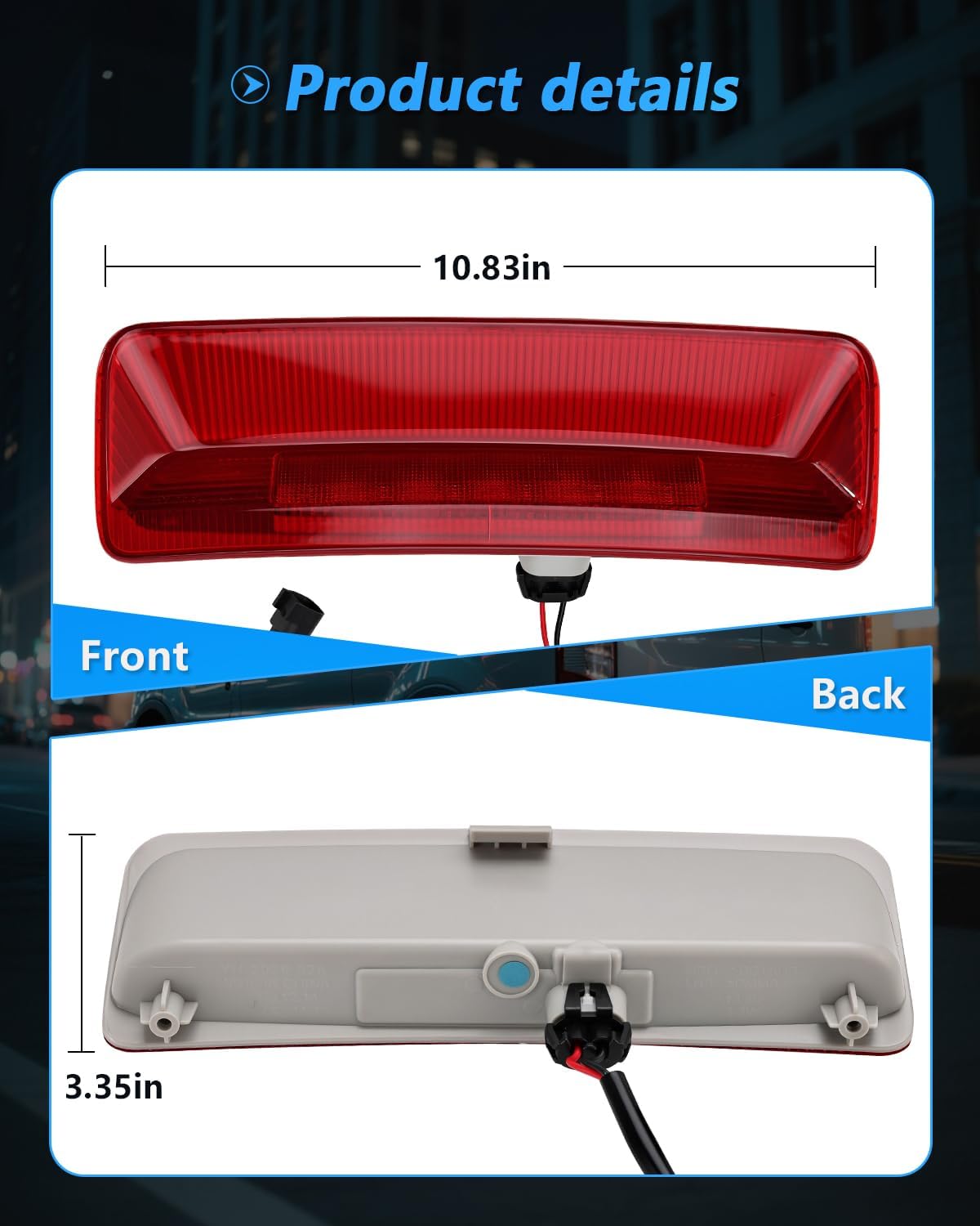OKLPF Center High Mount Stop Light Compatible With 2016 2017 2018 2019 Ford Explorer,Third Brake Lights Assembly Replace FB5Z-13A613-A