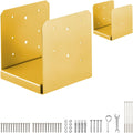 6"x6" adjustable post base, 2pcs，golden,stainless steel post anchor, main product view