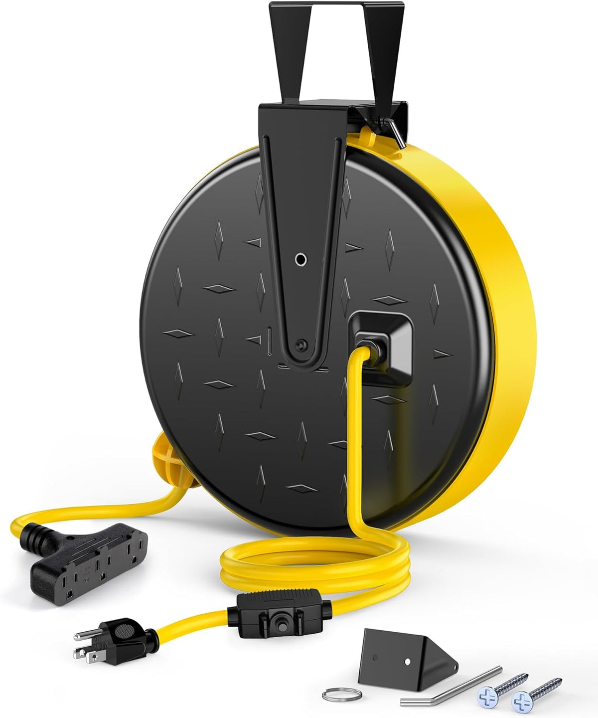 DEWENWILS 30 Ft Retractable Extension Cord Reel, Ceiling/Wall Mount 16/3 Gauge
