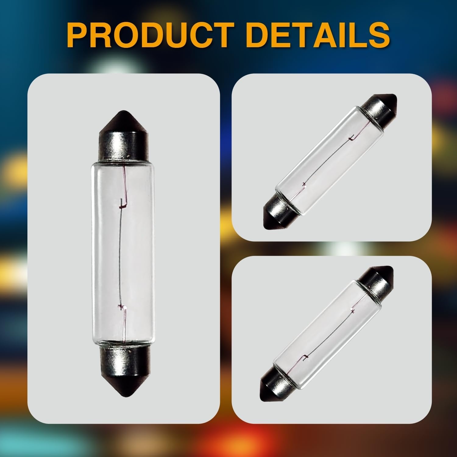 24V 10W 10 Pack Sv8.5-8 T3.25 Halogen Festoon Bulb Fits 44mm Base Sizes Direct Replacement for Car Dome Light,Trunk,Interior Bulb