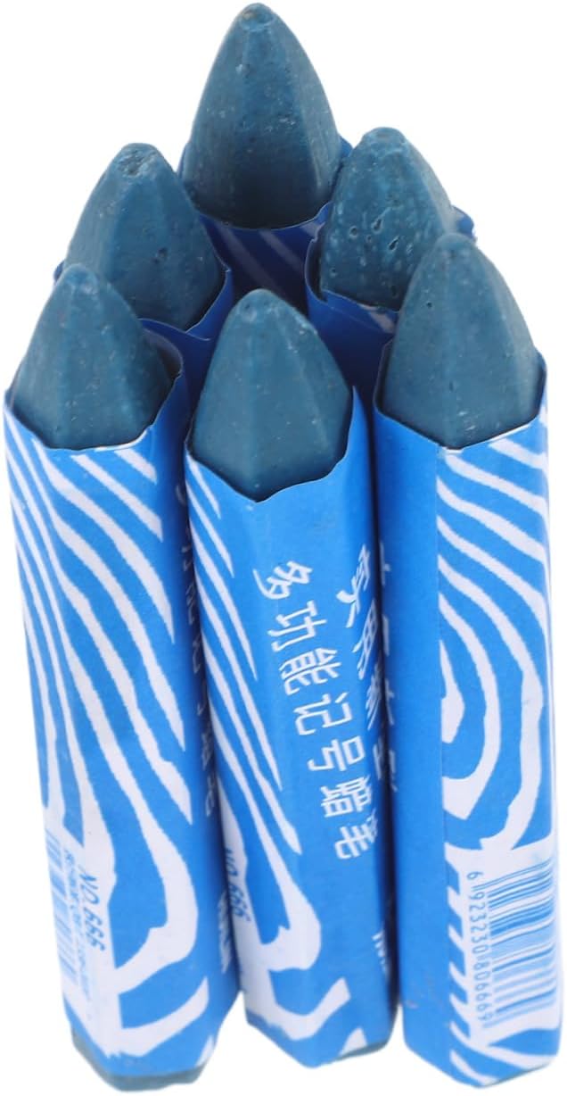 Luxshiny 6-pack Wax Marker Pens for Car Tires, Waterproof Tire Marking Pens for Repairs, Blue, Automotive Use