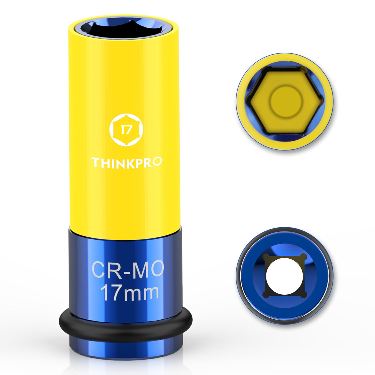 17mm Lug Nut Impact Socket,1/2" Drive Wheel Sockets | Non Marring, Thin Wall, Deep Socket, CR-MO