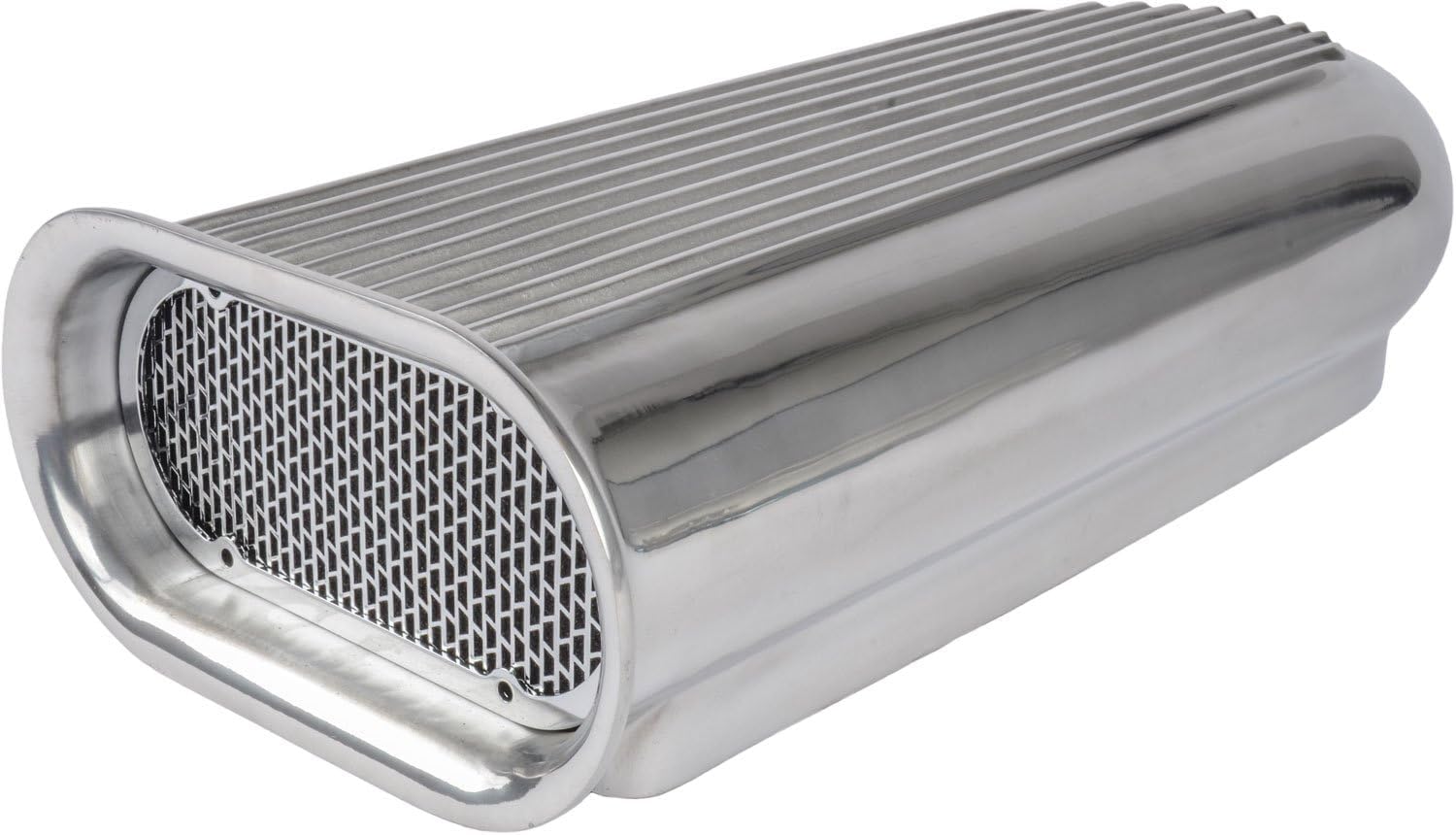 JEGS Hilborn-Style Scoop | Fits Single Or Dual 4-Barrel Carburetors | Polished | Includes Inlet Screen & Bezel, Element, And Assembly/Mounting Hardware | 20" L x 9-7/8" W x 6" H Overall