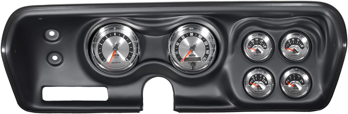 Auto Meter 7030 Gauge Kit (6 Pc, Bbody/Chrgr/GTX/Rdrunr/Sat 71-74, Tach/Mph/Fuel/Oilp/Wtmp/Volt, American Muscle)