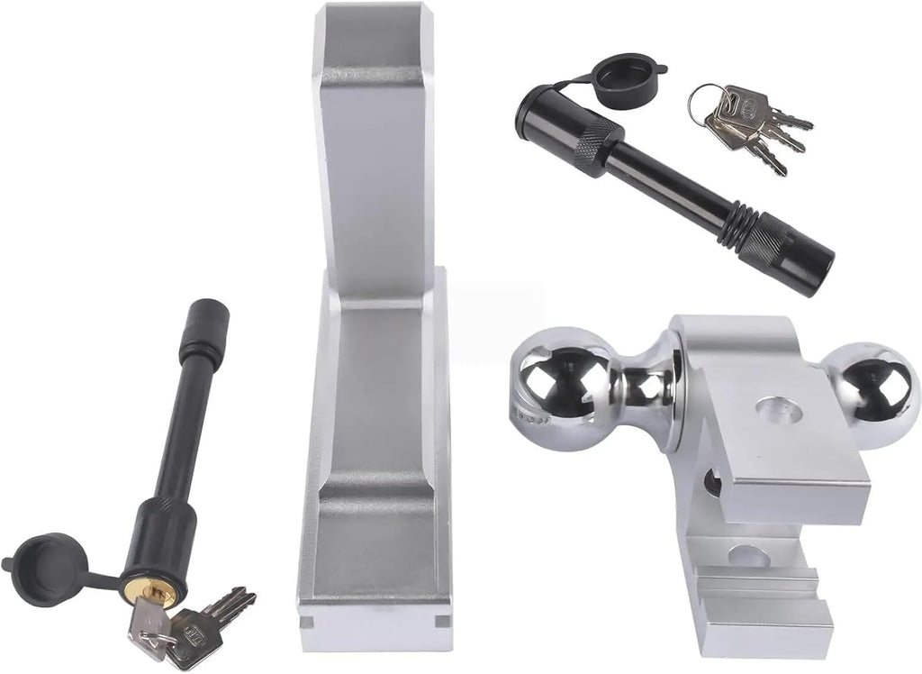 Adjustable 2" Trailer Hitch 6" Rise/Drop Dual-Ball 12500 LBS GTW with Locks