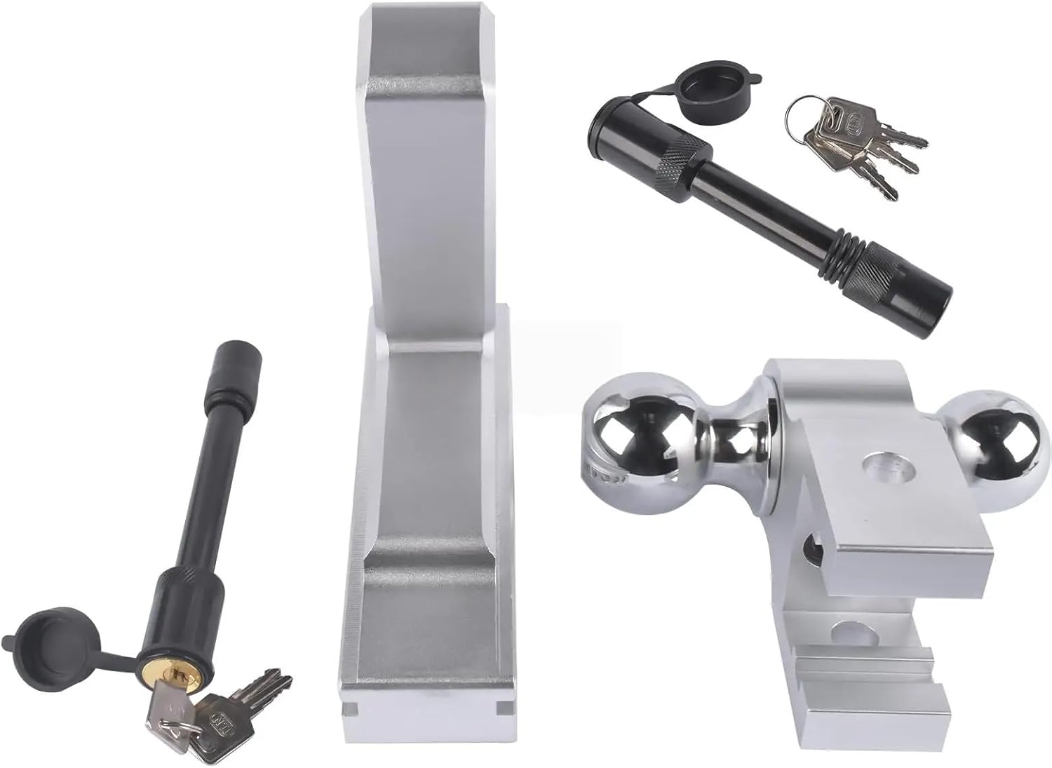 Adjustable 2" Trailer Hitch 6" Rise/Drop Dual-Ball 12500 LBS GTW with Locks