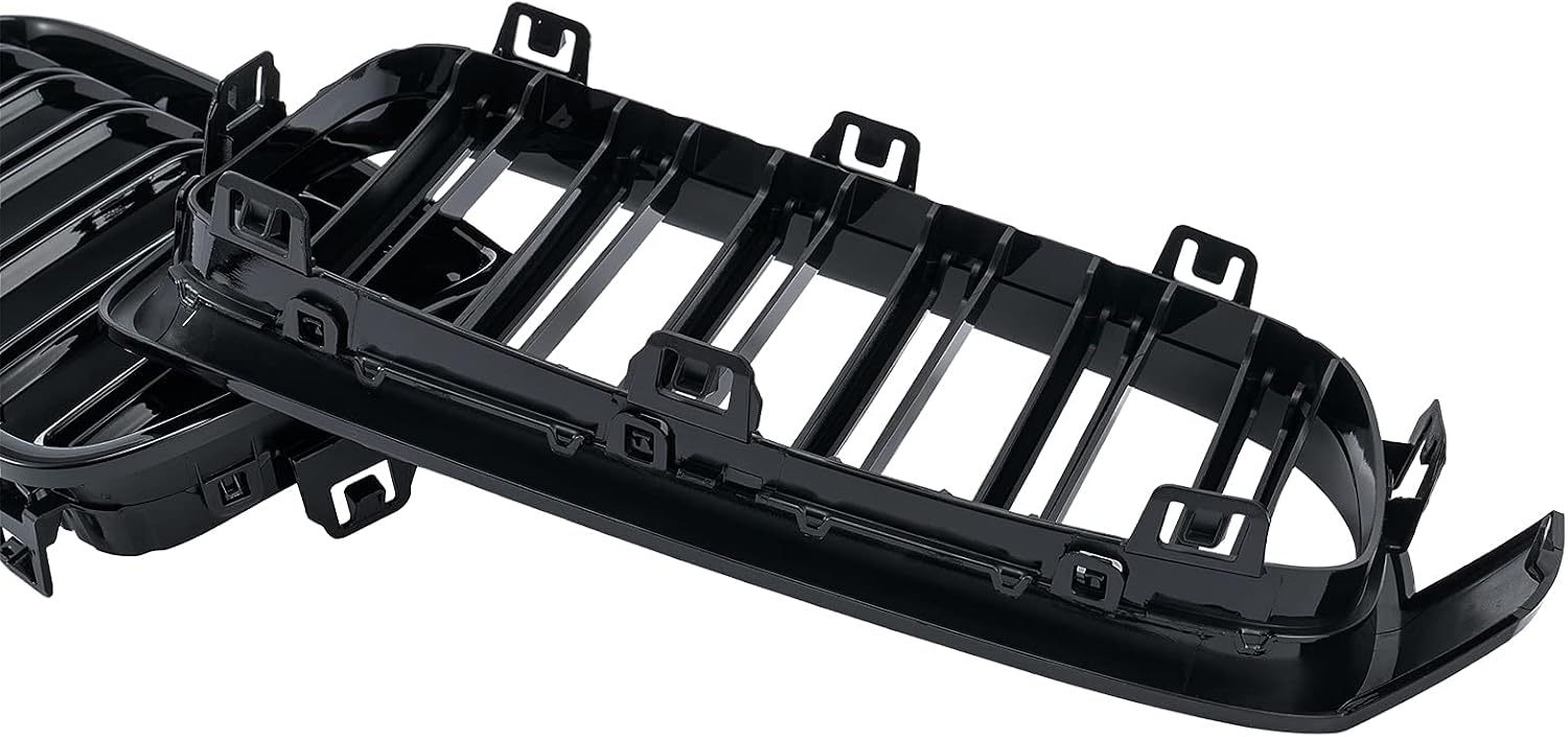 ABS F30 Grill, Front Kidney Grille for 2012-2018 BMW 3 Series F30 F31 (Double Slats Gloss Black Grills, 2pcs)
