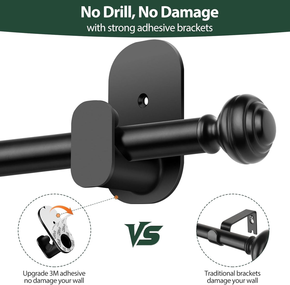kamanina curtain rods 2 pack no drilling 32 showing dimensions