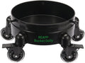 Bucket Dolly with Wheels,Heavy-Duty 360°Rolling Car Wash Bucket Dolly with 5 Wheels and 2 Locking Casters Compatible with 4, 5 and 6 Gallon Buckets (Black, 3''Casters Roller Wheels)