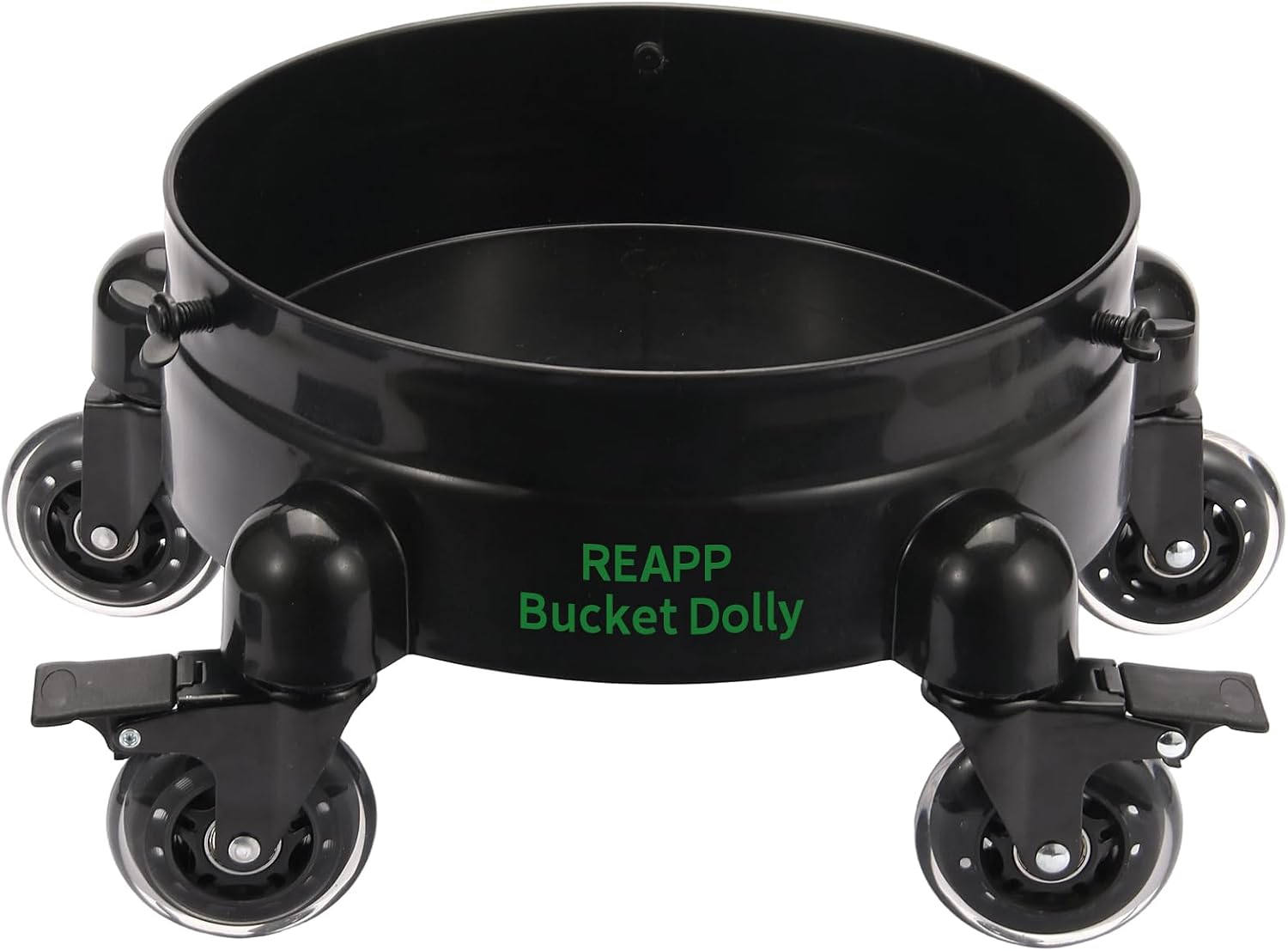 Bucket Dolly with Wheels,Heavy-Duty 360°Rolling Car Wash Bucket Dolly with 5 Wheels and 2 Locking Casters Compatible with 4, 5 and 6 Gallon Buckets (Black, 3''Casters Roller Wheels)