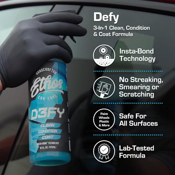 Ethos Defy - 3 in 1 Ceramic Coating - Waterless Car Wash Spray & Wax - Car Wax - Image 2