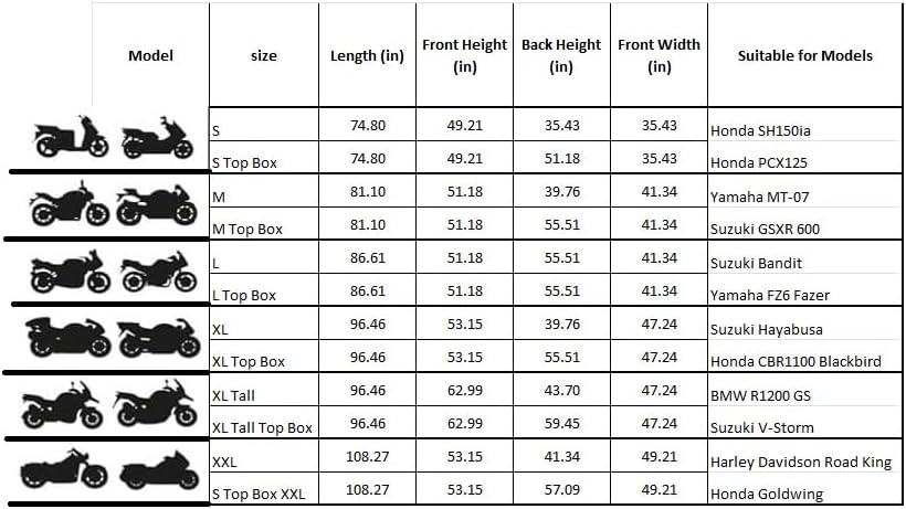 Motorcycle Cover All Season Universal Waterproof Sun Outdoor and Indoor Protection (Large)