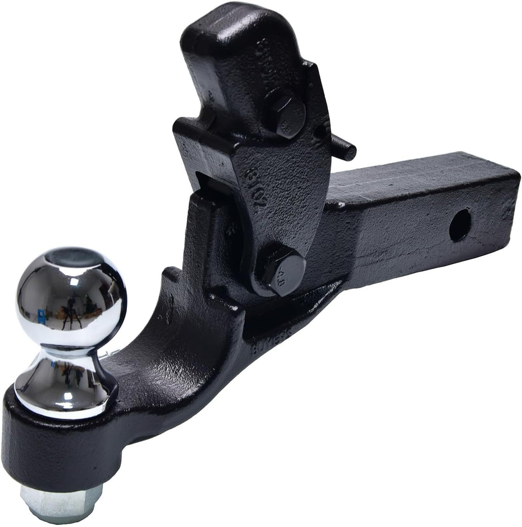 Pintle Hitch with 2-Inch Trailer Ball, Stainless Steel Locks, Fits 2-Inch Receiver, 16,000 lbs (8T), 13-Inch Length