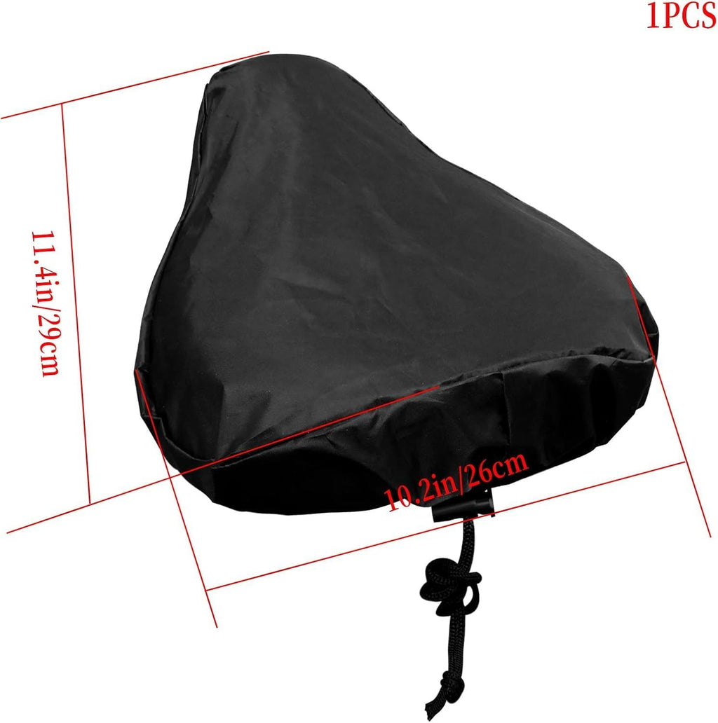 Waterproof Bike Seat Cover with Drawstring, Protective Water Resistant Bicycle Saddle Rain Dust Cover (Black)