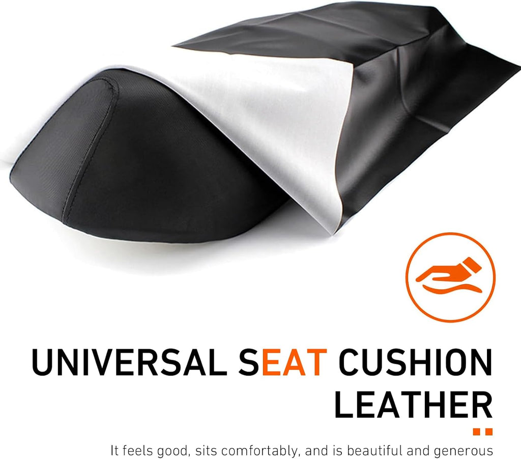 Motorcycle Seat Cover, Elastic Leather Seat Protector, Waterproof DIY Motorbike Cushion Pad Cover, Universal for Motorcycle Scooter (Black)