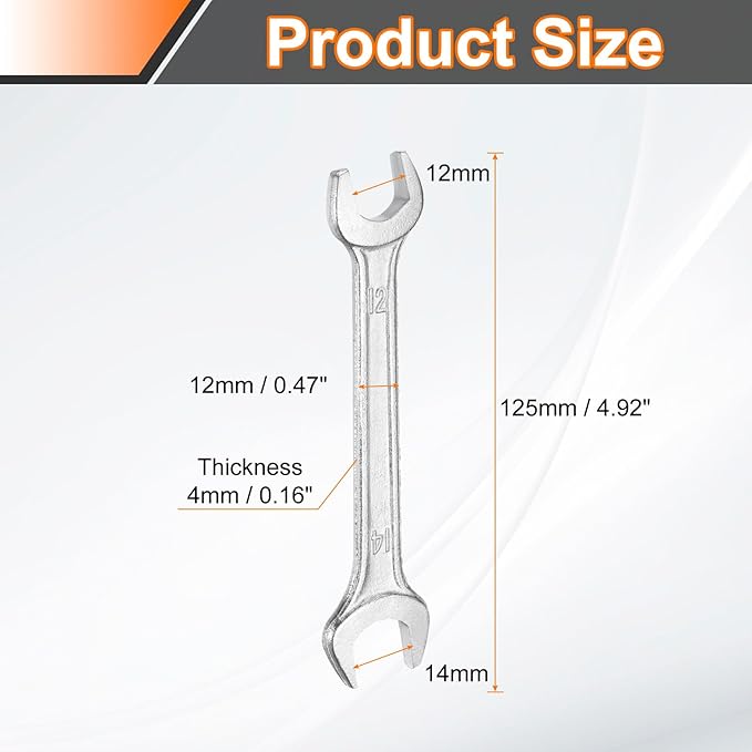 HARFINGTON 5pcs Double Open End Wrench 12mm x 14mm Metric 15 Degree Offset - Image 2