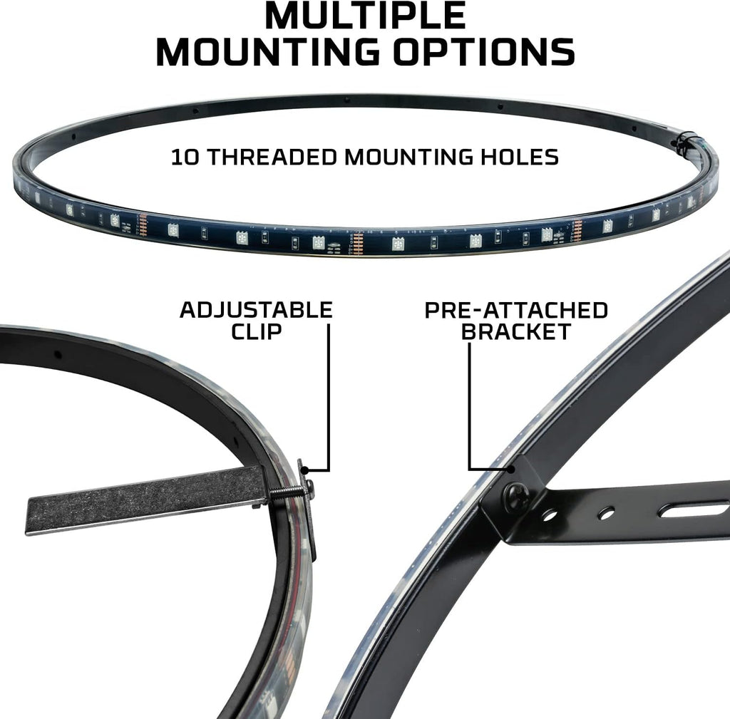 LEDGlow 4pc 15.5" Million Color LED Wheel Ring Accent Lighting Kit- Fits Wheels with 15" Brakes - Heavy-Duty & Versatile Design - Waterproof Light Strip - Includes Control Box & Wireless Remote