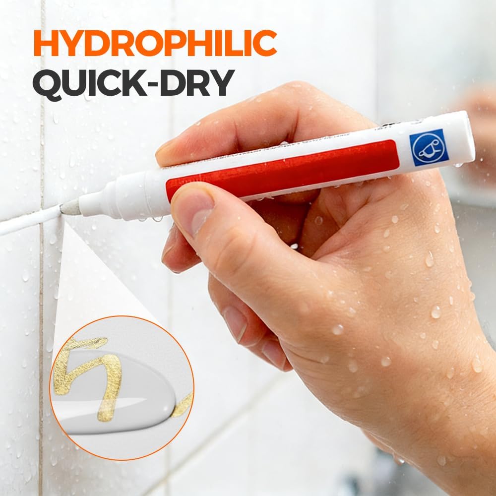AprYew Grout Pen White Tile Grout Paint, 2026 New Waterproof Grout Paint Pen, Grout Sealer Marker for Cleaner Looking Grout Lines, Narrow 5mm Tip (Light Grey)